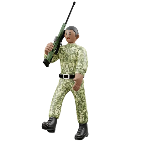 Soldiers Take Up Arms  3D Illustration