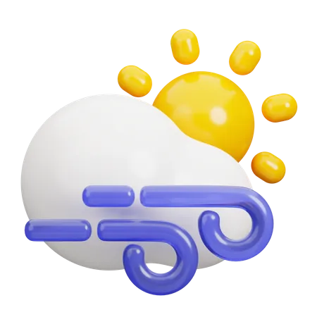 Soleado y ventoso  3D Icon