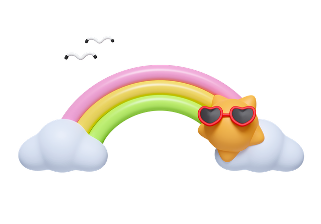 Soleil et arc-en-ciel  3D Icon