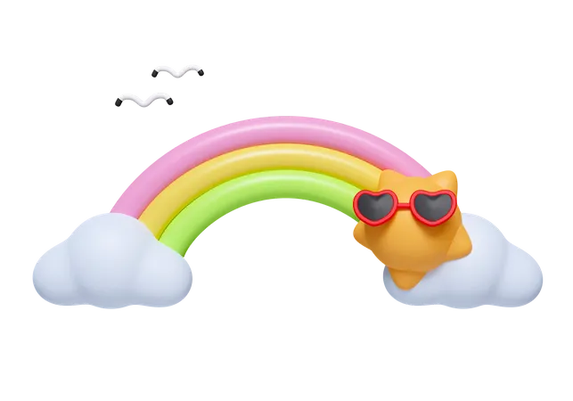 Soleil et arc-en-ciel  3D Icon