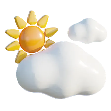 Soleil et nuage  3D Icon