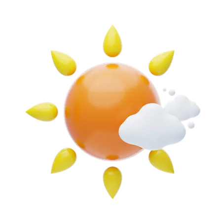 Soleil et nuage  3D Icon