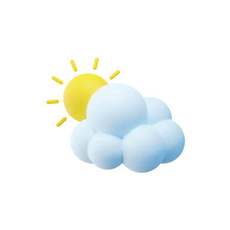 Soleil et nuage  3D Icon