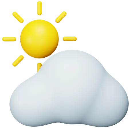 Soleil et nuage  3D Icon