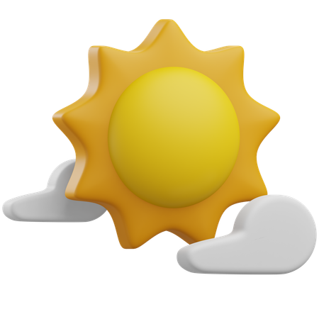 Soleil et nuage  3D Icon