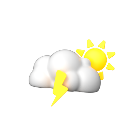 Soleil nuage éclair  3D Icon