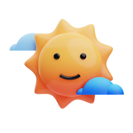 Soleil, smiley  3D Illustration