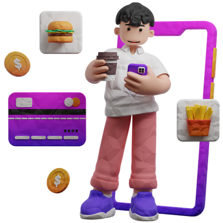 Pedir comida desde la aplicación en línea  3D Icon