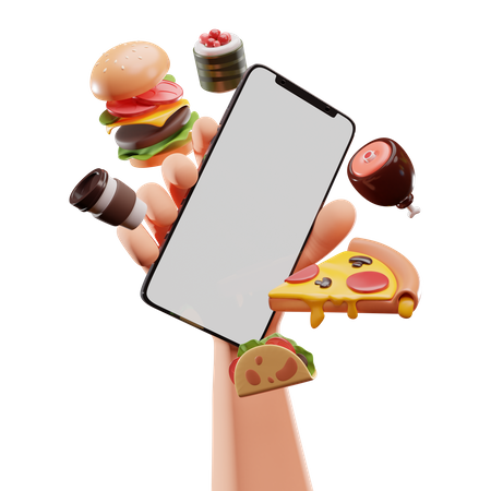 Solicitud de pedidos de comida rápida en línea  3D Illustration