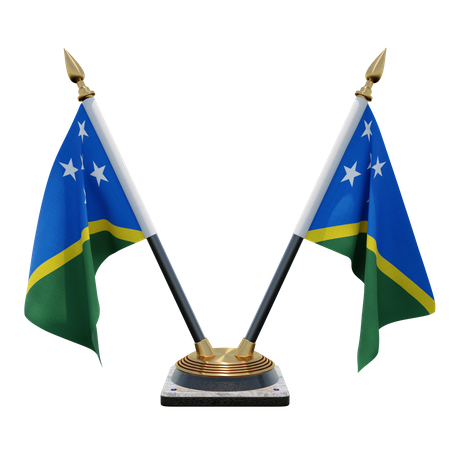 Solomon Islands Double Desk Flag Stand  3D Flag