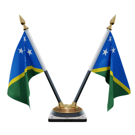 Suporte de bandeira de mesa dupla das Ilhas Salomão  3D Flag