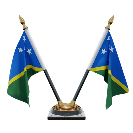 Suporte de bandeira de mesa dupla das Ilhas Salomão  3D Flag