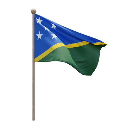 Solomon Islands Flag Pole  3D Flag