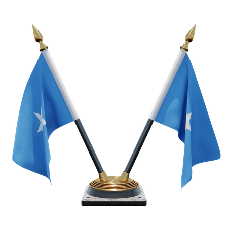 Somalia Double Desk Flag Stand  3D Flag