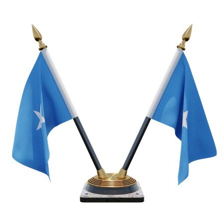 Suporte de bandeira de mesa duplo (V) da Somália  3D Icon