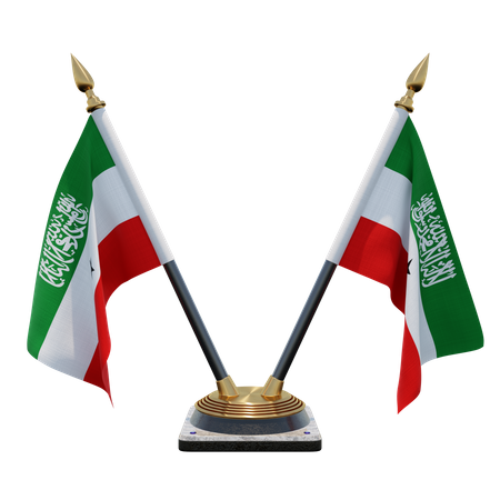 Somaliland Double Desk Flag Stand  3D Flag