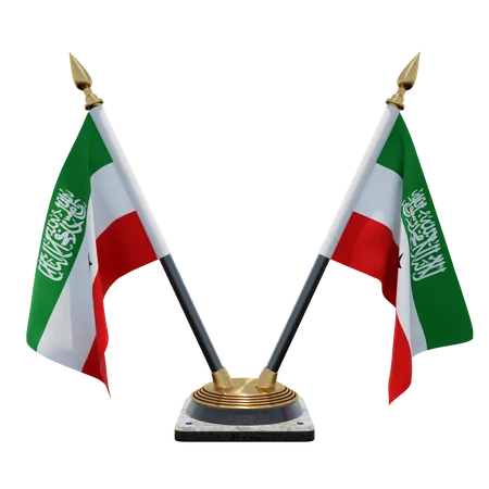 Somaliland Double Desk Flag Stand  3D Flag