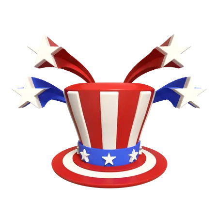 Eleva Tu Estilo Patriotico Con Nuestra Impresionante Ilustracion En 3 D De Un Sombrero Adornado Con Estrellas Brillantes Con Los Colores Iconicos De La Bandera De EE UU 3D Icon
