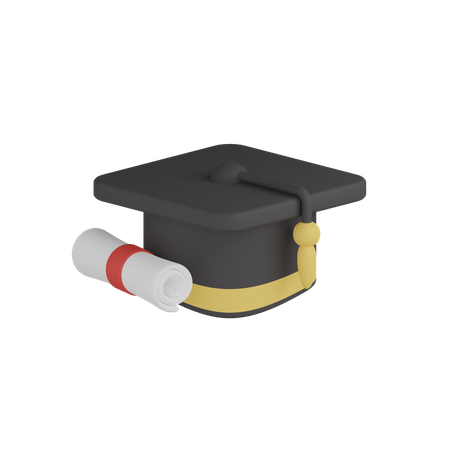 Sombrero de graduación con certificado  3D Icon