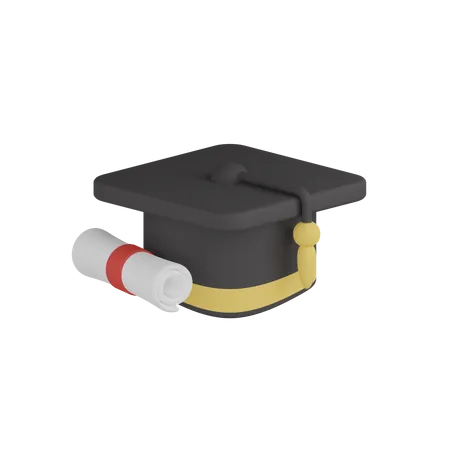 Sombrero de graduación con certificado  3D Icon