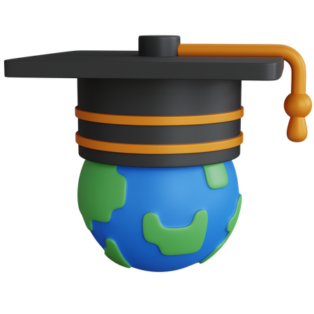 Sombrero de graduación en la tierra  3D Icon