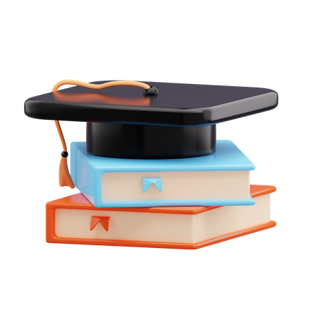 Sombrero de graduación en libros  3D Icon