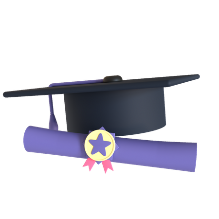 Sombrero de graduación y título.  3D Illustration