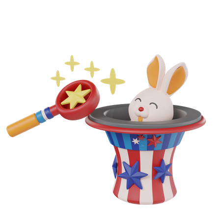 Conejo sombrero magico  3D Icon