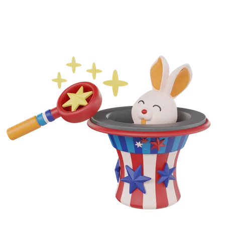 Conejo sombrero magico  3D Icon