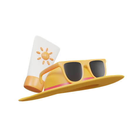 Sombrero y protector solar  3D Icon