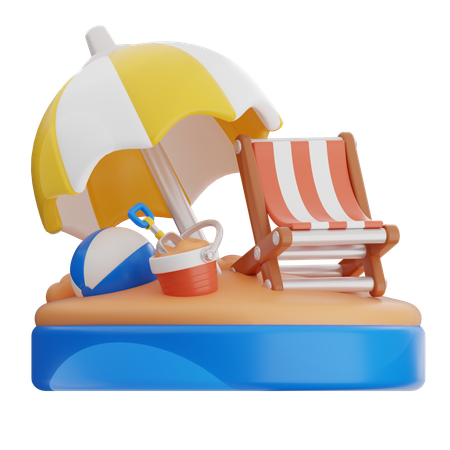 Sombrilla de playa  3D Icon