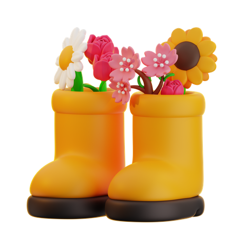 Some Flowers In Boots  3D Icon