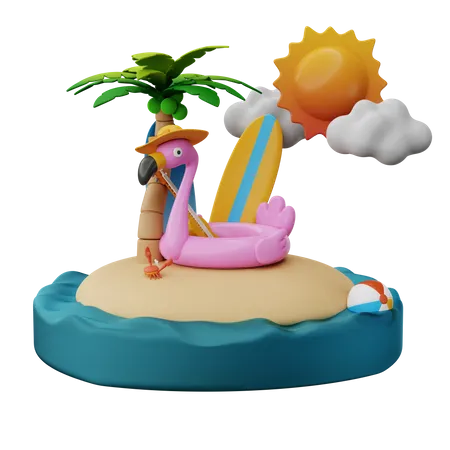 Sommerzeit auf der Insel  3D Illustration