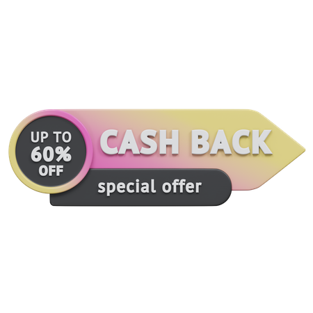 Sonderangebot Cashback bis zu 60 Prozent  3D Icon