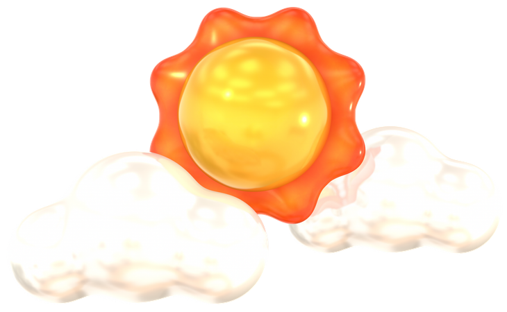 Sonne mit Wolken  3D Icon