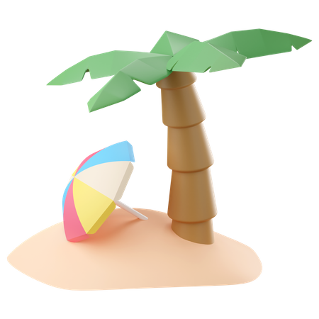 Sonnenschirm mit Kokospalme  3D Icon