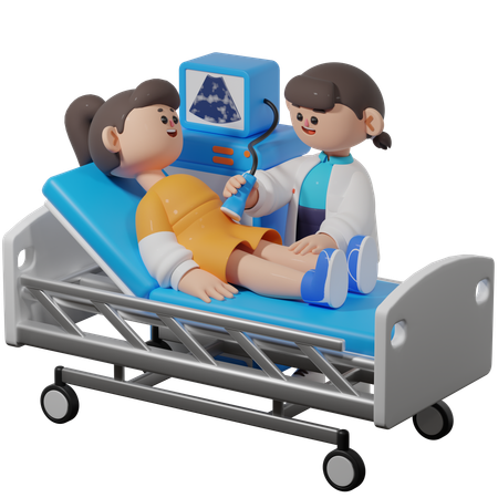 Sonographer Examining Patient  3D Illustration