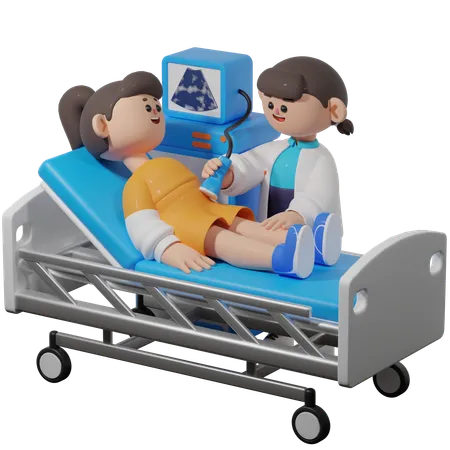 Sonographer Examining Patient  3D Illustration