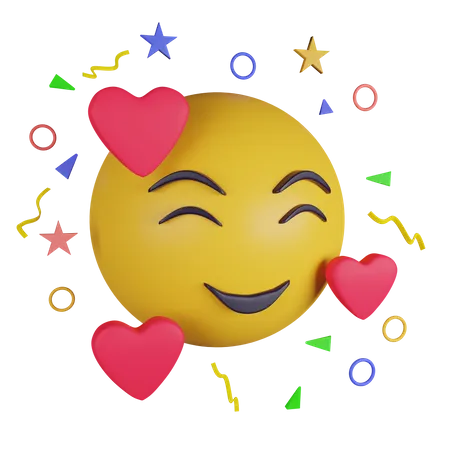Emoji sonriente de 3 corazones  3D Icon