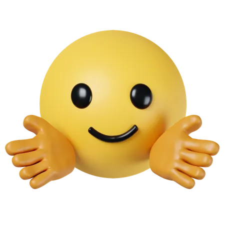 Emoji De Abrazo 3 D Emoticono Dando Un Abrazo Cara Amarilla Feliz Con Las Manos Abiertas Y Ojos Sonrientes Icono Aislado Sobre Fondo Gris Ilustracion De Representacion 3 D Trazado De Recorte 3D Icon