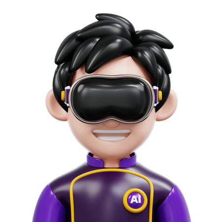 Sonriendo con gafas  3D Icon