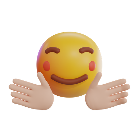 Emoji sonriendo con la mano abierta  3D Icon