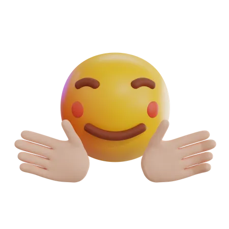 Emoji sonriendo con la mano abierta  3D Icon