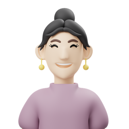 Sonriente chica  3D Icon
