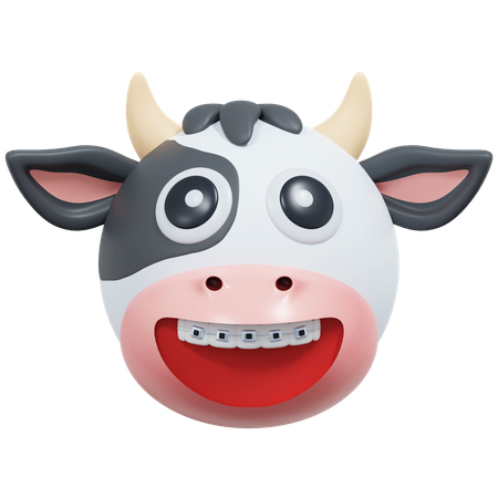 Sonrisa con frenillos dentales vaca  3D Icon