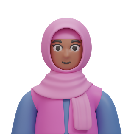 Sonríe la mujer del hijab  3D Icon