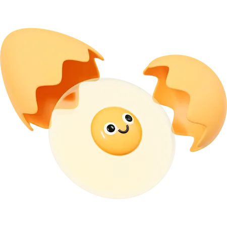 Huevo Frito Smile con Cáscara de Huevo  3D Icon