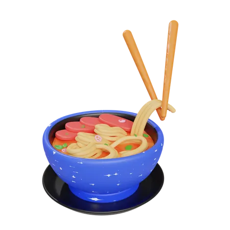 Sopa de macarrão de carne  3D Icon