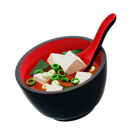 Sopa de miso con cuchara  3D Icon