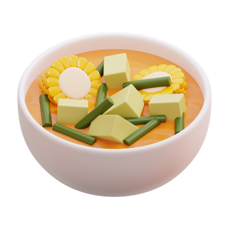 Sopa de legumes com tamarindo uma tigela  3D Icon